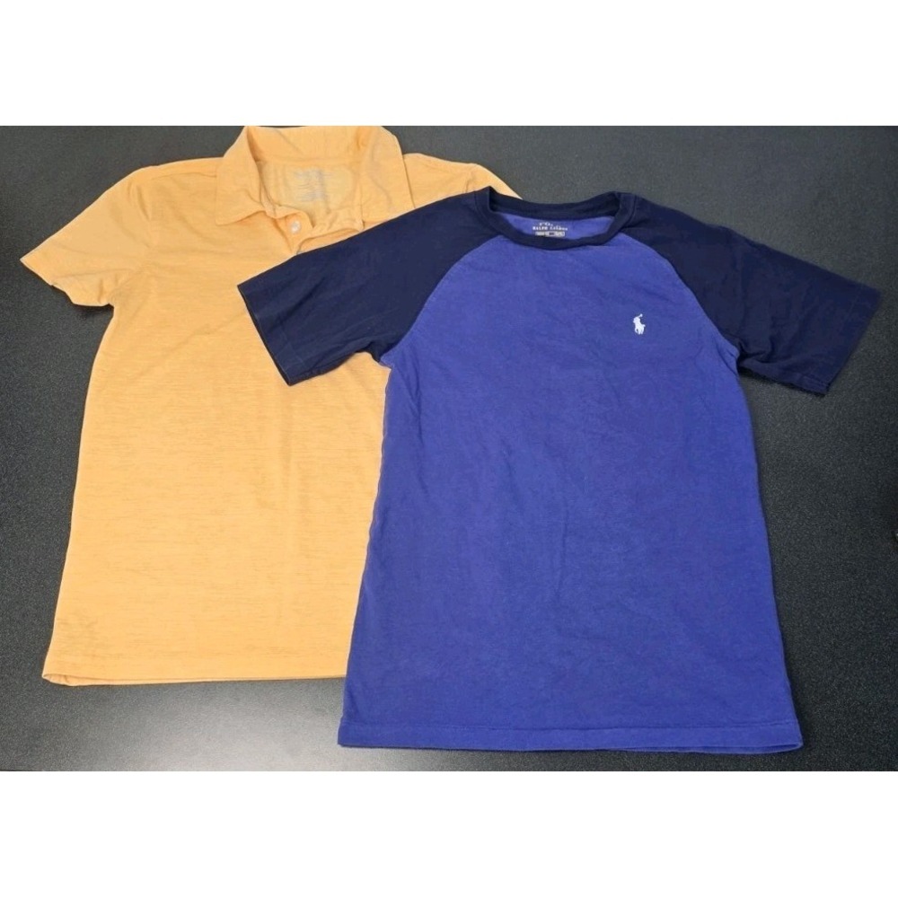 Lot 2pc Youth Boys Polo Ralph Lauren M 10/12 Tommy Bahama Shirt Top Blue Orange